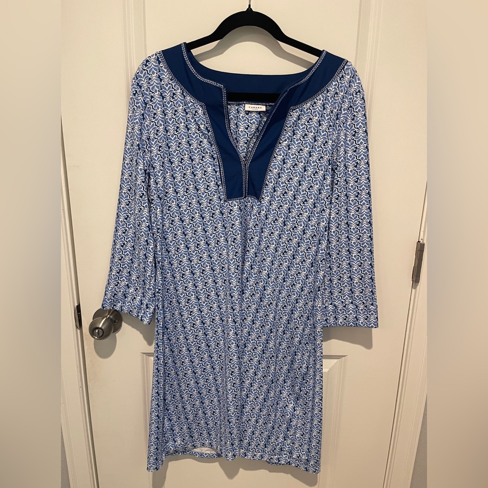 Cabana Life Blue and White Patterned Dress XL